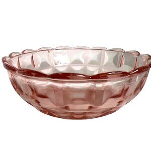 Vintage Jeanette Glass Co Bowl Cube Pink Depression Glass Scalloped Edge Collect